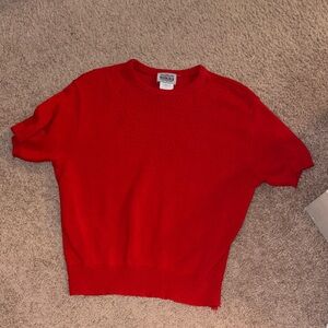 Vintage Nikki Vibrant Red Women's Crew Neck Sweater Shirt Holiday Minimal